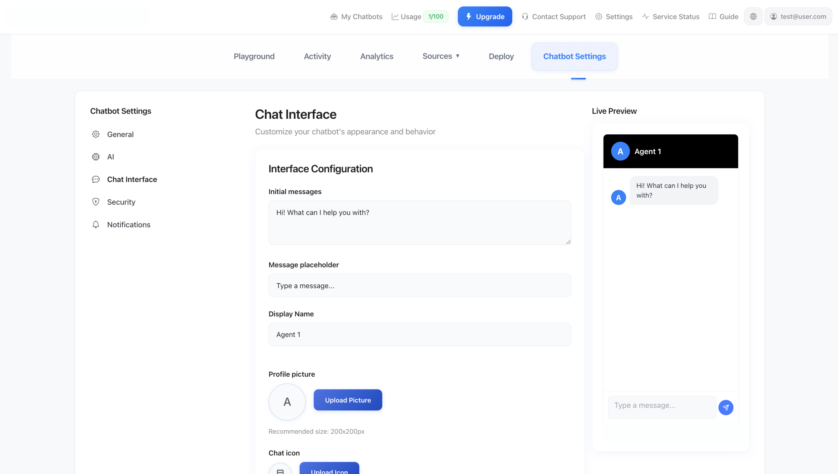 Tērzēšanas saskarnes iestatījumi