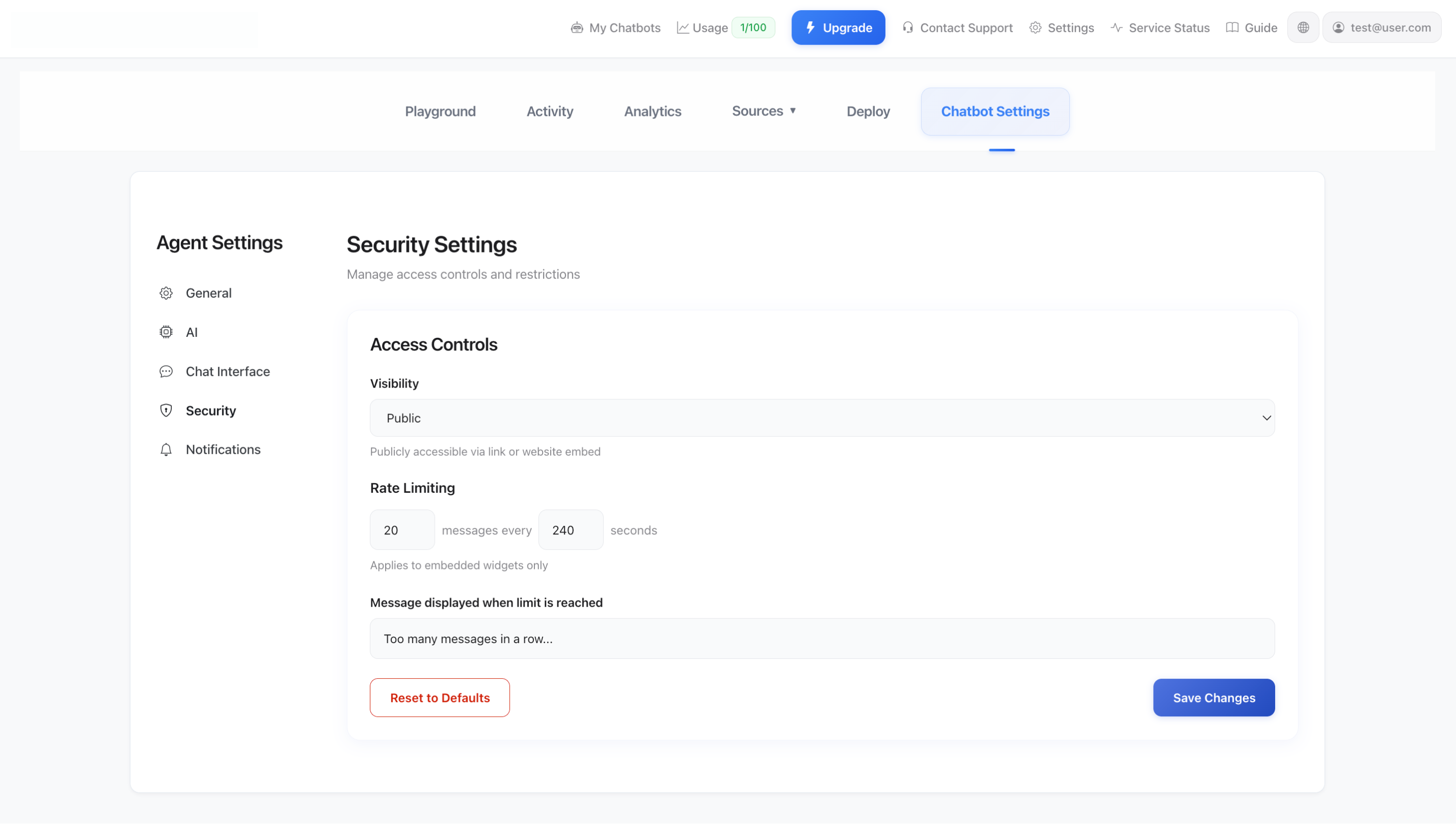 Drošības iestatījumi