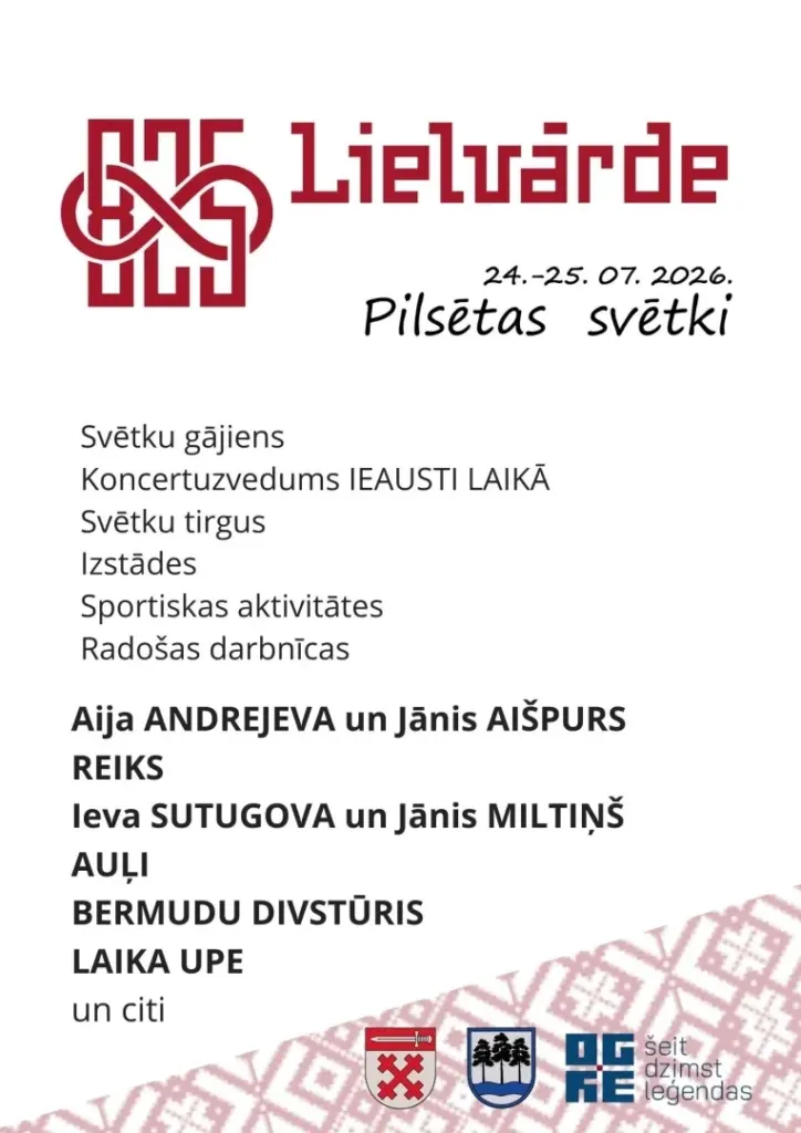 Lielvārdes pilsētas svētki 24.–25. jūlijā būs bez maksas: praktiskā informācija