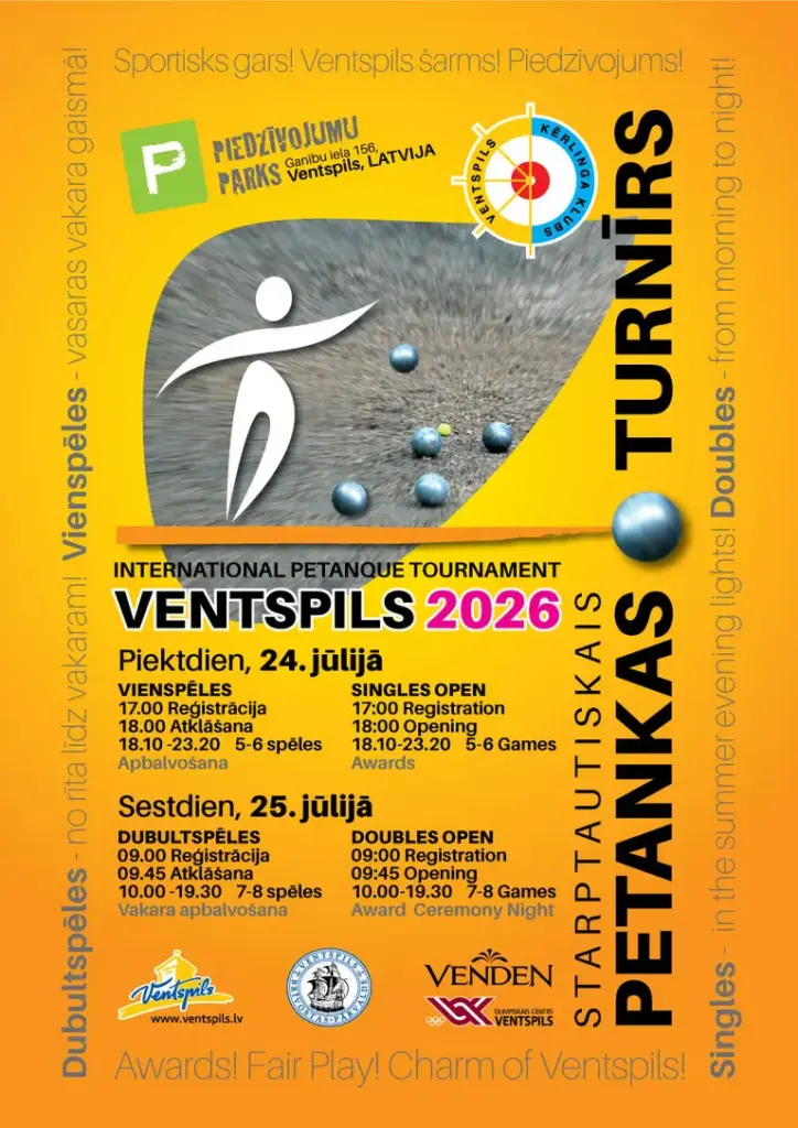 Petankas turnīrs Ventspilī sāksies 24. jūlijā