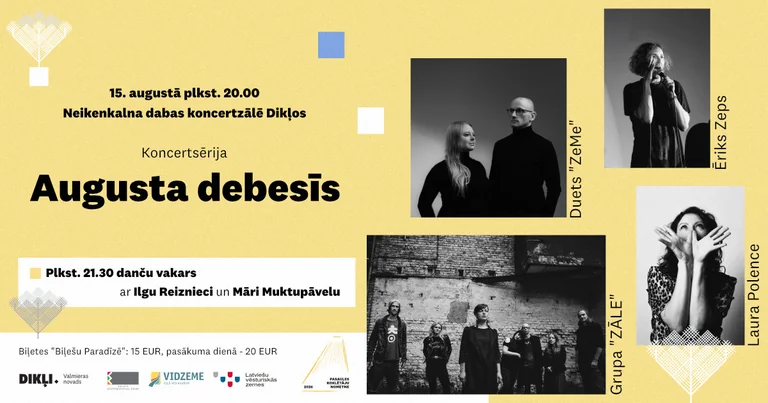 “Augusta debesīs” Dikļos: koncerts 15. augustā