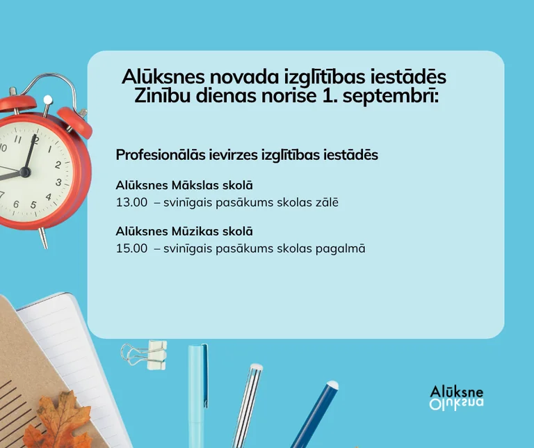 Zinību diena Alūksnē sāksies jau 7.15: dienas plāns