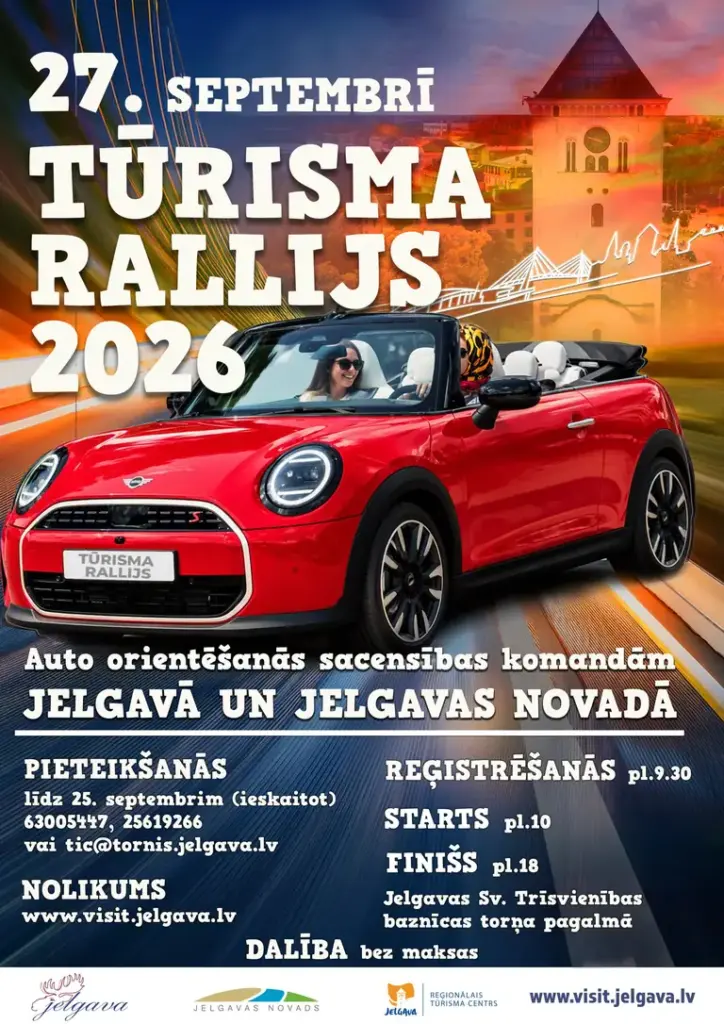 Jelgavā atgriežas Tūrisma rallijs: kā pieteikt komandu septembrim