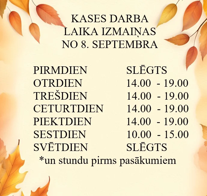 Jelgavā no 8. septembra mainās biļešu kases darbs