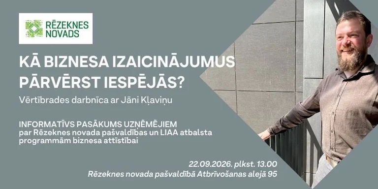 Rēzeknes uzņēmējiem 22. septembrī būs bezmaksas darbnīca